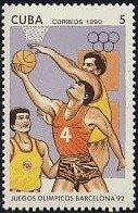 (1990-013) Марка Куба "Баскетбол"    Летняя Олимпиада Барселона 1992 III O